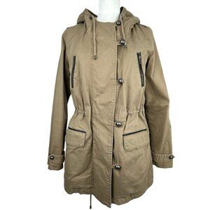 Calvin Klein Women’s Tan Hooded Sherpa Mid-Length Coastal Parka Coat‎ S/C41